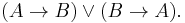 (A\to B)\lor(B\to A).