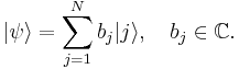 |\psi\rangle = \sum_{j=1}^{N}b_{j}|j\rangle,\quad b_{j}\in\mathbb{C}.