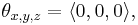 \mathbf{\theta}_{x,y,z} = \langle 0,0,0\rangle,