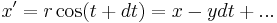 \,x' = r \cos(t %2B dt) = x - y dt %2B ...