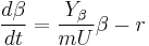 \frac{d\beta}{dt}=\frac{Y_\beta}{mU}\beta-r