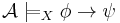 \!\mathcal A \models_X \phi \rightarrow \psi