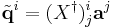 \tilde{\mathbf{q}}^{i}=(X^{\dagger})^{i}_{j}\mathbf{a}^{j}