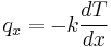 q_x  = - k \frac{d T}{d x}