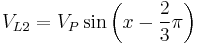 V_{L2}=V_P\sin \left(x-\frac{2}{3} \pi\right)