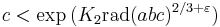 c < \exp{ (K_2  \operatorname{rad}(abc)^{2/3%2B\varepsilon}) } 