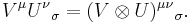  V^\mu U^\nu {}_\sigma = (V \otimes U)^{\mu \nu} {}_\sigma. 