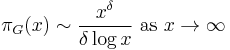 \pi_G(x) \sim \frac{x^{\delta}}{\delta \log x} \mbox { as } x \rightarrow \infin