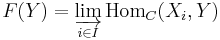 F(Y) = \varinjlim_{i \in I} \operatorname{Hom}_C(X_i, Y)