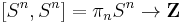 [S^n,S^n]=\pi_n S^n \to \mathbf{Z}