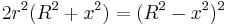 \displaystyle 2r^2(R^2%2Bx^2)=(R^2-x^2)^2 