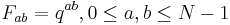 F_{ab} = q^{ab}, 0 \le a,b \le N-1 