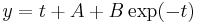 y=t%2BA%2BB\exp(-t) \, 