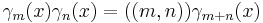 \gamma_m(x) \gamma_n(x) = ((m, n)) \gamma_{m%2Bn}(x)