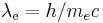 \lambda_{\mathrm{e}} = h/m_e c\!