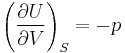 \left ( \frac{\partial U}{\partial V} \right )_S = -p