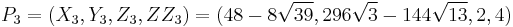 P_3 = (X_3,Y_3,Z_3,ZZ_3) = (48-8\sqrt{39},296\sqrt{3}-144\sqrt{13},2,4)