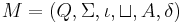 M=(Q, \Sigma, \iota, \sqcup, A, \delta)