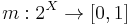 m: 2^X \rightarrow [0,1] \,\!