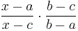 \frac{x-a}{x-c}\cdot \frac{b-c}{b-a}