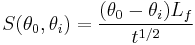  S(\theta_0 , \theta_i) = \frac{(\theta_0 - \theta_i) L_f}{t^{1/2}} 