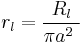 r_l = \frac{R_l}{\pi a^2\ }