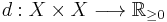 d: X \times X \longrightarrow \mathbb{R}_{\geq 0}