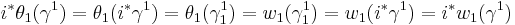 i^* \theta_1(\gamma^1) = \theta_1(i^* \gamma^1) = \theta_1(\gamma_1^1) = w_1(\gamma_1^1) = w_1(i^* \gamma^1) = i^* w_1(\gamma^1)