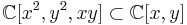 \mathbb C[x^2, y^2, xy]\subset \mathbb C[x,y]