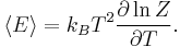 \langle E\rangle = k_B T^2 \frac{\partial \ln Z}{\partial T}.