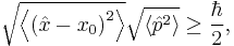 \sqrt{\left\langle \left(\hat{x} - x_0\right)^2 \right\rangle} \sqrt{\left\langle \hat{p}^2 \right\rangle} \geq \frac{\hbar}{2},