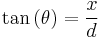  \tan\left ( \theta \right )= \frac{x}{d} 