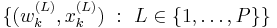 \{(w^{(L)}_k,x^{(L)}_k)~:~L\in\{1,\ldots,P\}\}