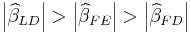 \left\vert \widehat{\beta}_{LD}\right\vert
>\left\vert \widehat{\beta}_{FE}\right\vert >\left\vert \widehat{\beta}
_{FD}\right\vert 