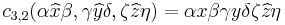 c_{3,2}(\alpha \widehat{x} \beta, \gamma \widehat{y} \delta, \zeta \widehat{z} \eta) = \alpha x \beta \gamma y \delta \zeta \widehat{z} \eta