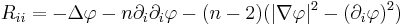 R_{ii} = -\Delta \varphi - n \partial_i \partial_i \varphi - (n-2)(|\nabla\varphi|^2 - (\partial_i \varphi)^2)