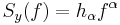 S_y(f) = h_{\alpha}f^{\alpha}