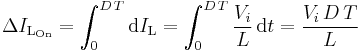 \Delta I_{\text{L}_{\text{On}}}=\int_0^{D\,T}\operatorname{d}I_{\text{L}}=\int_0^{D\, T}\frac{V_i}{L} \, \operatorname{d}t=\frac{V_i\,D\,T}{L}