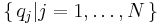 \left\{\,   q_j     | j=1, \ldots,N \,\right\} 