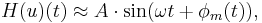 H(u)(t) \approx A\cdot \sin(\omega t %2B \phi_m(t)),\,