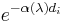 e^{-\alpha(\lambda) d_i}