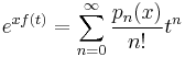 e^{xf(t)}=\sum_{n=0}^\infty {p_n(x) \over n!}t^n