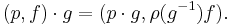 (p,f)\cdot g = (p\cdot g, \rho(g^{-1})f).