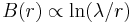 B(r)\propto\ln(\lambda/r)