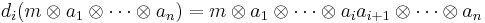  d_i(m\otimes a_1 \otimes \cdots \otimes a_n) = m\otimes a_1 \otimes \cdots \otimes a_i a_{i%2B1} \otimes \cdots \otimes a_n 