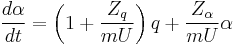 \frac{d\alpha}{dt}=\left(1%2B\frac{Z_q}{mU}\right)q%2B\frac{Z_\alpha}{mU}\alpha