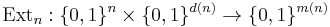 \text{Ext}_n�: \{0,1\}^n \times \{0,1\}^{d(n)} \rightarrow \{0,1\}^{m(n)}