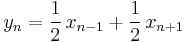 y_n=\frac{1}{2}\,x_{n-1}%2B\frac{1}{2}\,x_{n%2B1}