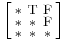 \Bigl[\begin{smallmatrix}
\mathrm{*}&\mathrm{T}&\mathrm{F}\\
\mathrm{*}&\mathrm{*}&\mathrm{F}\\
\mathrm{*}&\mathrm{*}&\mathrm{*}
\end{smallmatrix}\Bigr]