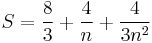 S = \frac{8}{3} %2B \frac{4}{n} %2B \frac{4}{3n^2}